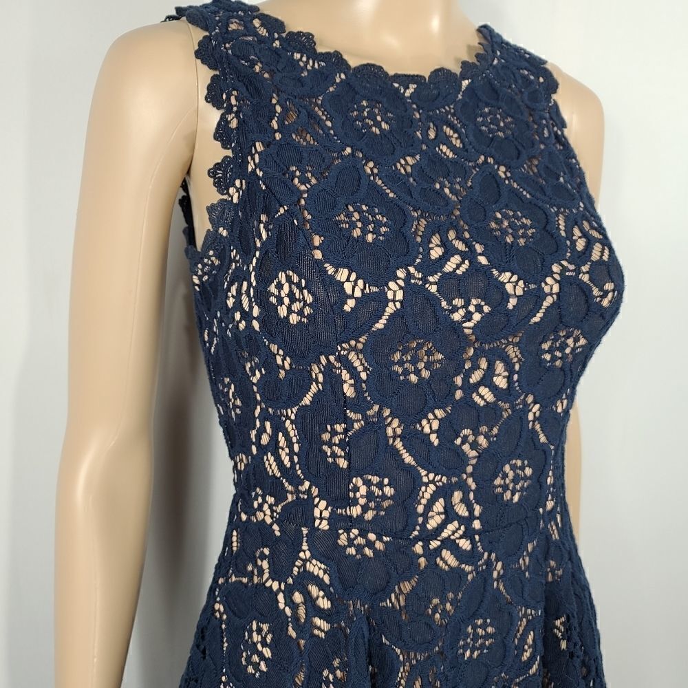 CITY STUDIO Blue Lace Floral Pattern Dress - Picture 12 of 15